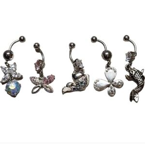 Koi Fish and Butterfly Belly Ring Bundle